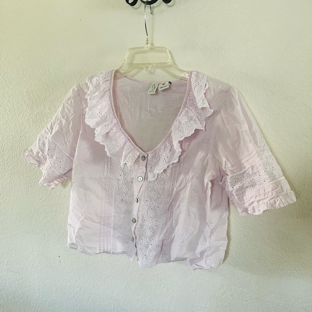 Joie Lavender Eyelet Ruffled Button-Front Sleep Top